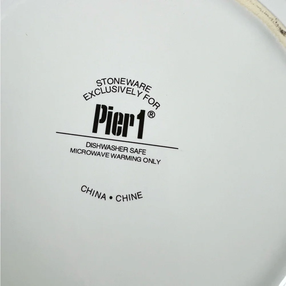 Pier One mosaic fruit plates‎ stoneware 8” apple pear plum orange